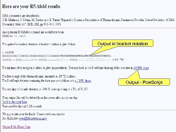 Output in bracket notation Output - Post. Script 