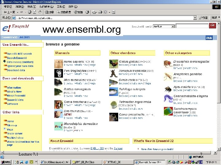 www. ensembl. org Lecture 7. 1 7 
