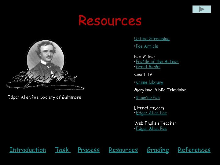 Resources United Streaming • Poe Article Poe Videos • Profile of the Author •