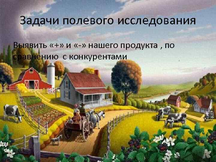 Задачи полевого исследования Выявить «+» и «-» нашего продукта , по сравнению с конкурентами