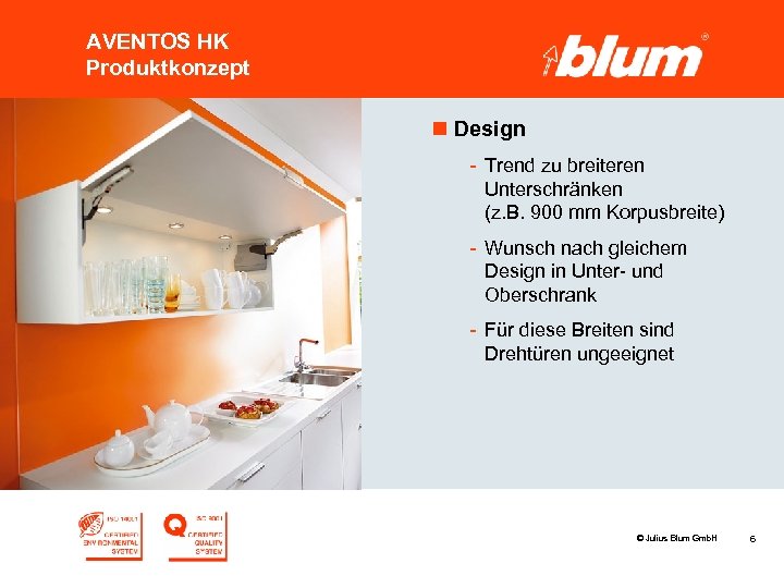 AVENTOS HK Produktkonzept n Design - Trend zu breiteren Unterschränken (z. B. 900 mm