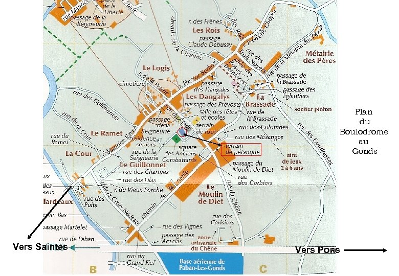 Plan du Boulodrome au Gonds Vers Saintes Vers Pons 