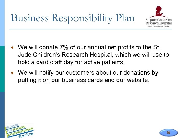 Business Responsibility Plan We will donate 7% of our annual net profits to the