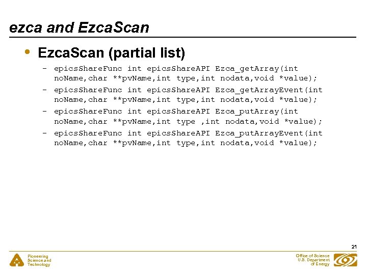 ezca and Ezca. Scan • Ezca. Scan (partial list) - epics. Share. Func int