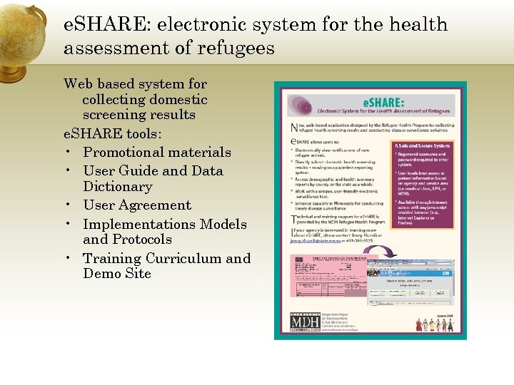 e. SHARE: electronic system for the health assessment of refugees Web based system for