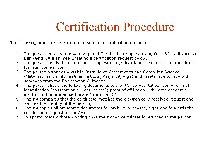 Certification Procedure 