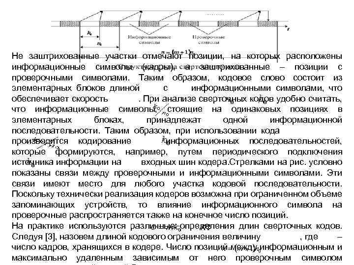 Не заштрихованные участки отмечают позиции, на которых расположены информационные символы (кадры), а заштрихованные –