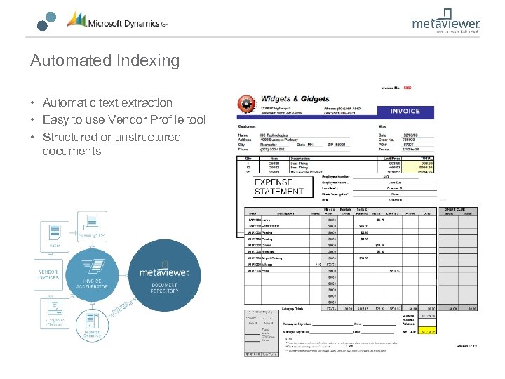 Automated Indexing • Automatic text extraction • Easy to use Vendor Profile tool •