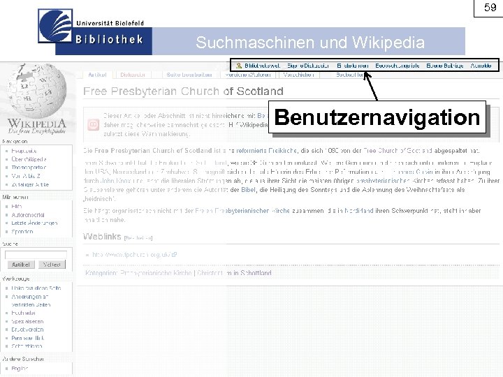 59 Suchmaschinen und Wikipedia Benutzernavigation 