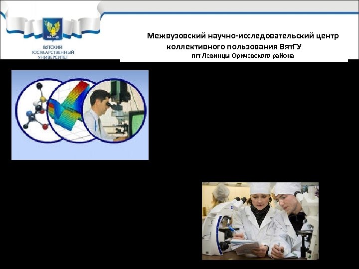 Межвузовский научно-исследовательский центр коллективного пользования Вят. ГУ пгт Левинцы Оричевского района Программа стратегического развития