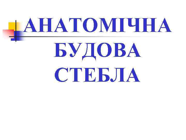 АНАТОМІЧНА БУДОВА СТЕБЛА 