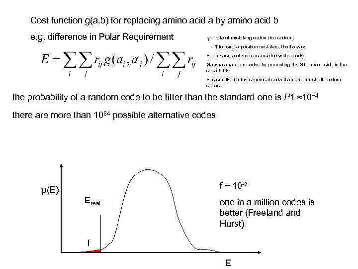 Cost function g(a, b) for replacing amino acid a by amino acid b e.