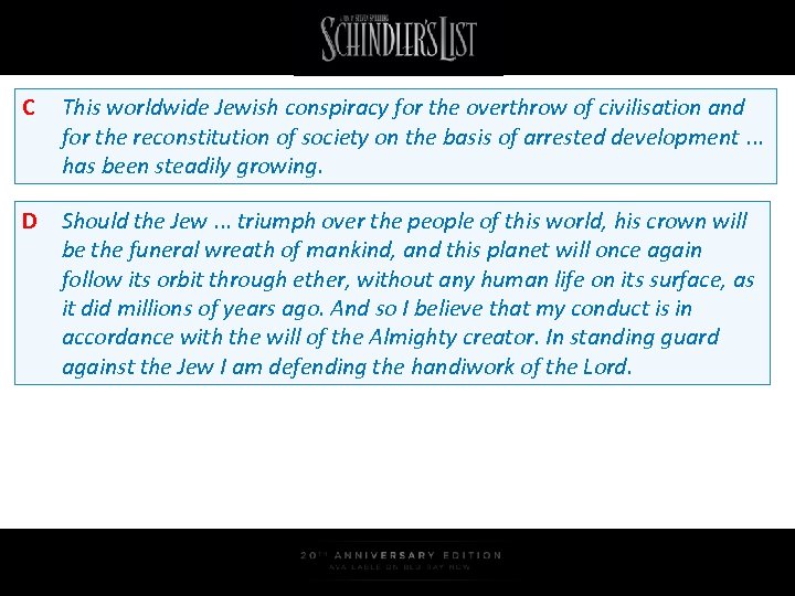 C This worldwide Jewish conspiracy for the overthrow of civilisation and for the reconstitution