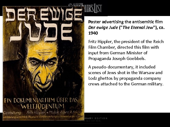 Poster advertising the antisemitic film Der ewige Jude (