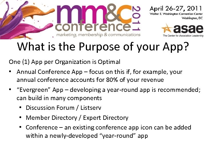 What is the Purpose of your App? One (1) App per Organization is Optimal