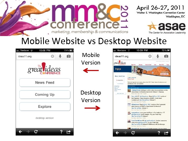 Mobile Website vs Desktop Website Mobile Version Desktop Version 