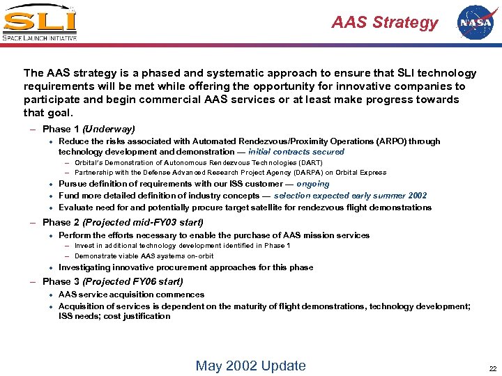 AAS Strategy The AAS strategy is a phased and systematic approach to ensure that