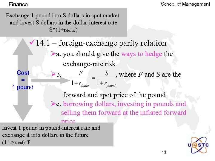 School of Management Finance Exchange 1 pound into S dollars in spot market and
