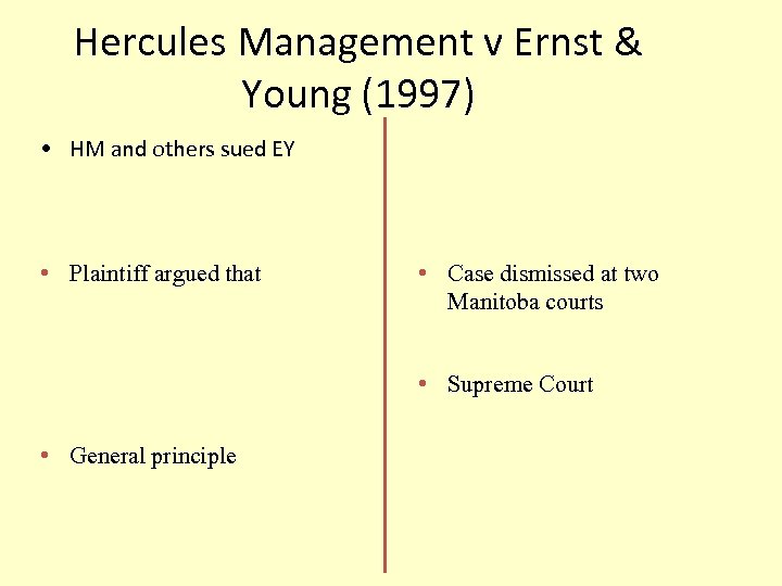 Hercules Management v Ernst & Young (1997) • HM and others sued EY •