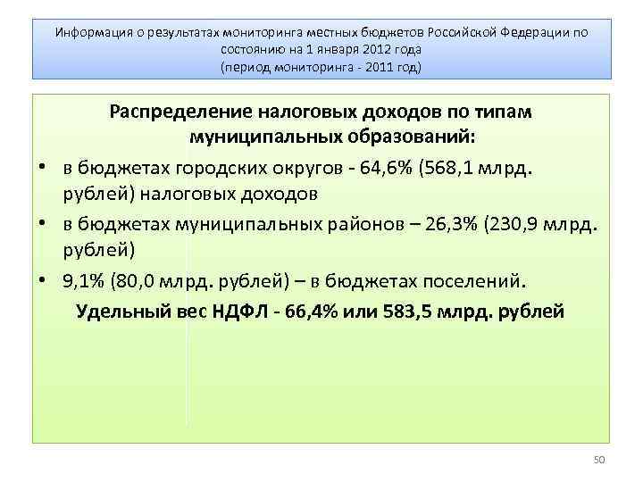 Информация о результатах мониторинга местных бюджетов Российской Федерации по состоянию на 1 января 2012