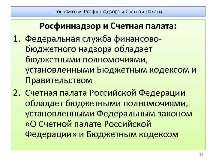 Бюджетная компетенция полномочие. Структура Росфиннадзора.