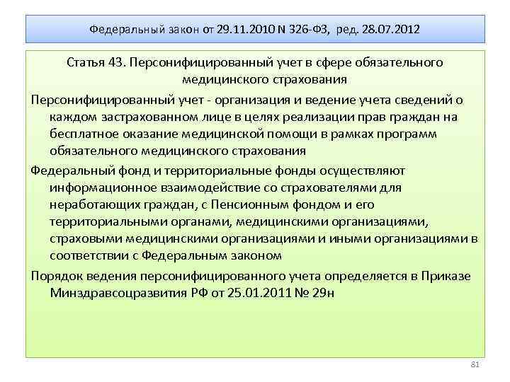 Статья 2012. Ведение персонифицированного учета. Организация персонифицированного учета в системе ОМС. Цели персонифицированного учета в системе ОМС. Определите организацию и ведение персонифицированного учета.