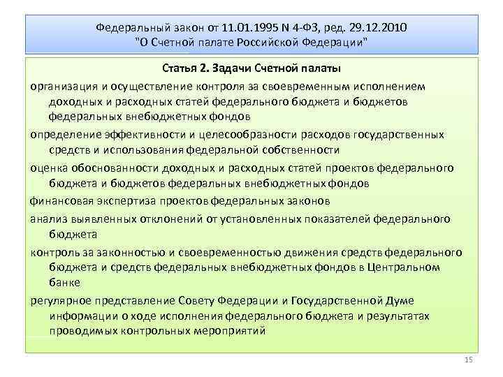 Федеральный закон от 11. 01. 1995 N 4 -ФЗ, ред. 29. 12. 2010 "О