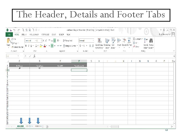 The Header, Details and Footer Tabs 12 