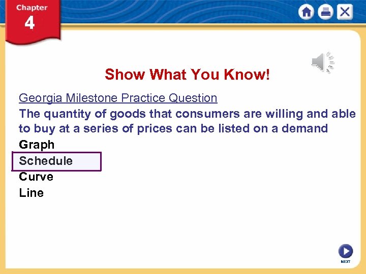Show What You Know! Georgia Milestone Practice Question The quantity of goods that consumers