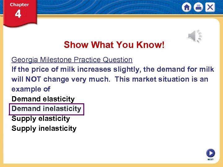 Show What You Know! Georgia Milestone Practice Question If the price of milk increases