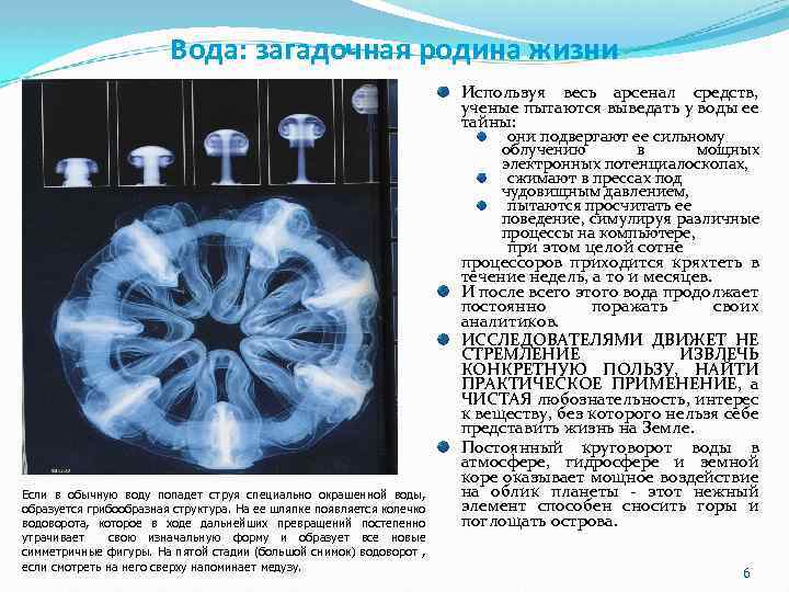 Вода: загадочная родина жизни Используя весь арсенал средств, ученые пытаются выведать у воды ее