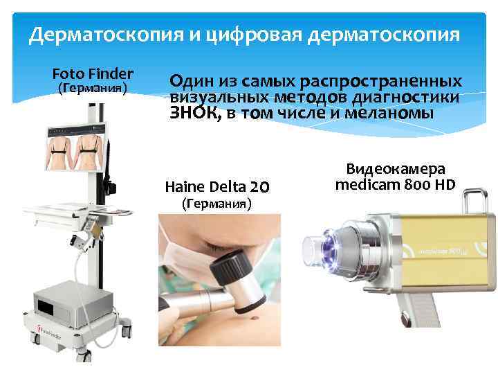 Дерматоскопия и цифровая дерматоскопия Foto Finder (Германия) Один из самых распространенных визуальных методов диагностики