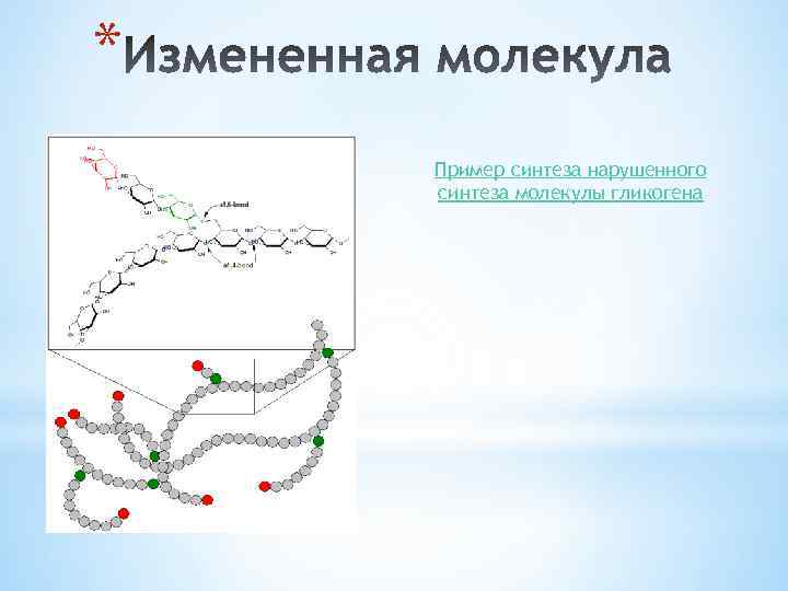 * Пример синтеза нарушенного синтеза молекулы гликогена 