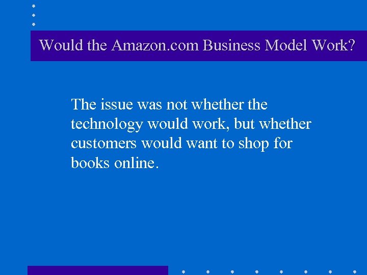 Would the Amazon. com Business Model Work? The issue was not whether the technology