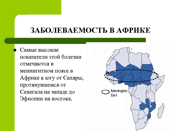 Страны медного пояса. Менингитный пояс Африки. Распространённые заболевания в Африке.