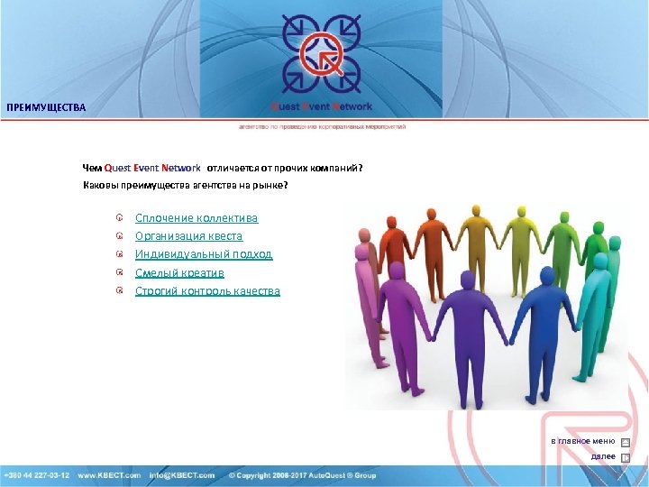 ПРЕИМУЩЕСТВА Чем Quest Event Network отличается от прочих компаний? Каковы преимущества агентства на рынке?