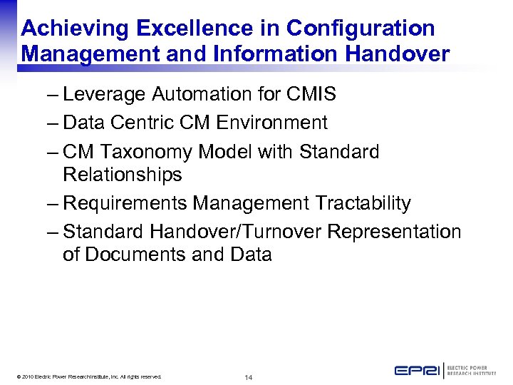 Achieving Excellence in Configuration Management and Information Handover – Leverage Automation for CMIS –