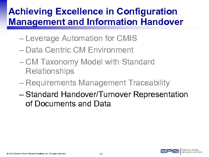 Achieving Excellence in Configuration Management and Information Handover – Leverage Automation for CMIS –