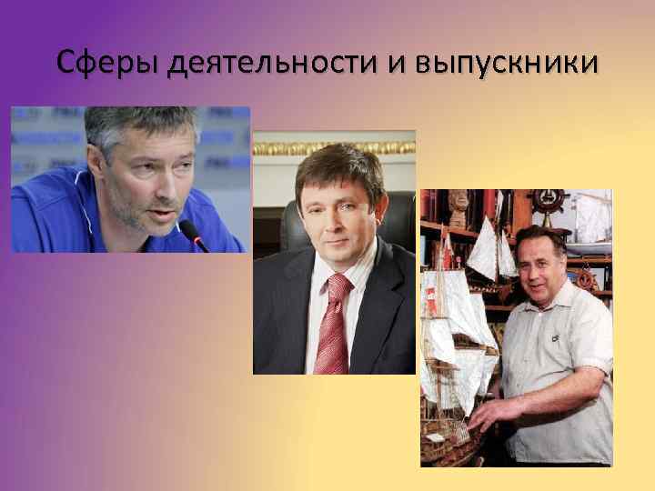 Сферы деятельности и выпускники 