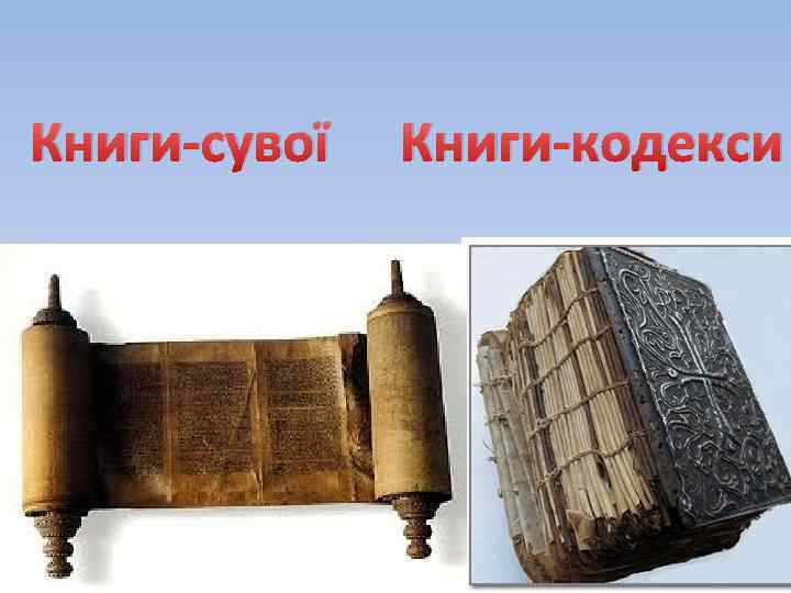 Книги-сувої Книги-кодекси 