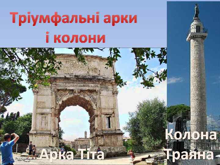 Тріумфальні арки і колони Арка Тіта Колона Траяна 