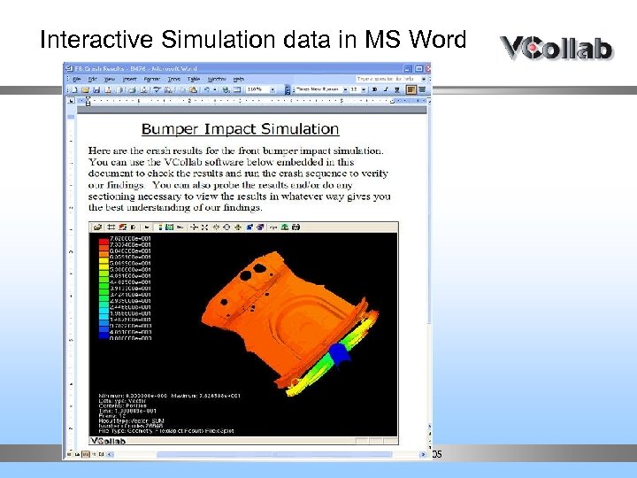 Interactive Simulation data in MS Word Copyright ©, Visual Collaboration Technologies Inc. 2005 