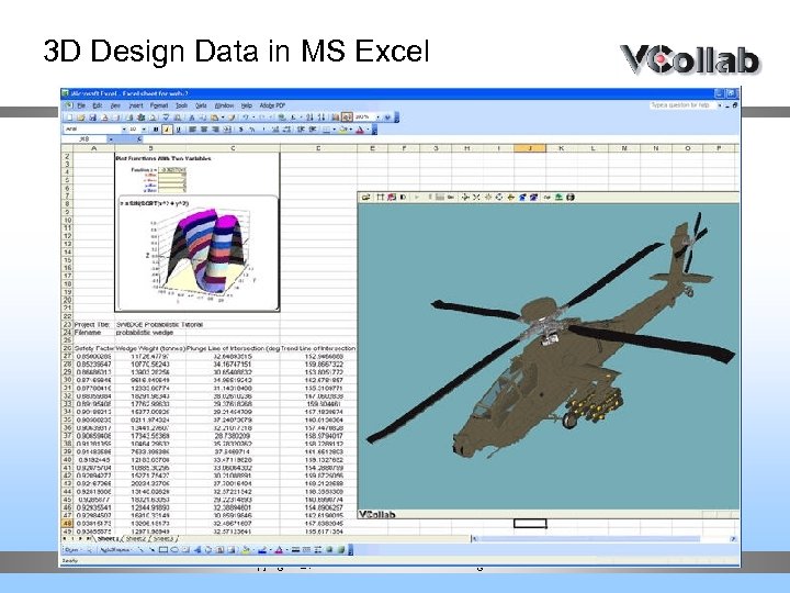 3 D Design Data in MS Excel Copyright ©, Visual Collaboration Technologies Inc. 2005