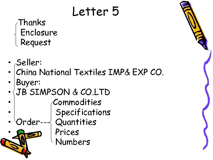 Thanks Enclosure Request • • • Letter 5 Seller: China National Textiles IMP& EXP