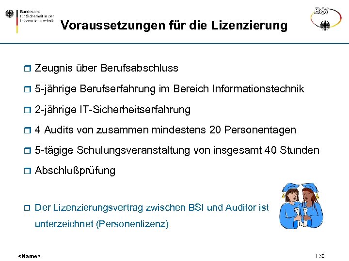 Voraussetzungen für die Lizenzierung r Zeugnis über Berufsabschluss r 5 -jährige Berufserfahrung im Bereich