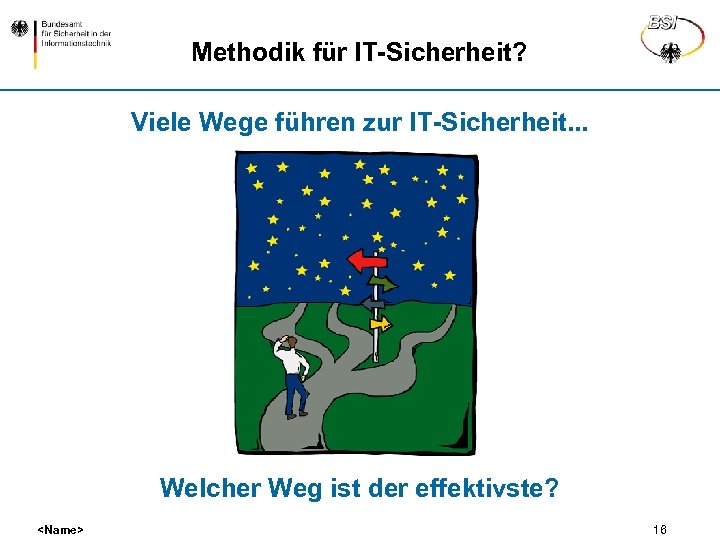 Methodik für IT-Sicherheit? Viele Wege führen zur IT-Sicherheit. . . Welcher Weg ist der