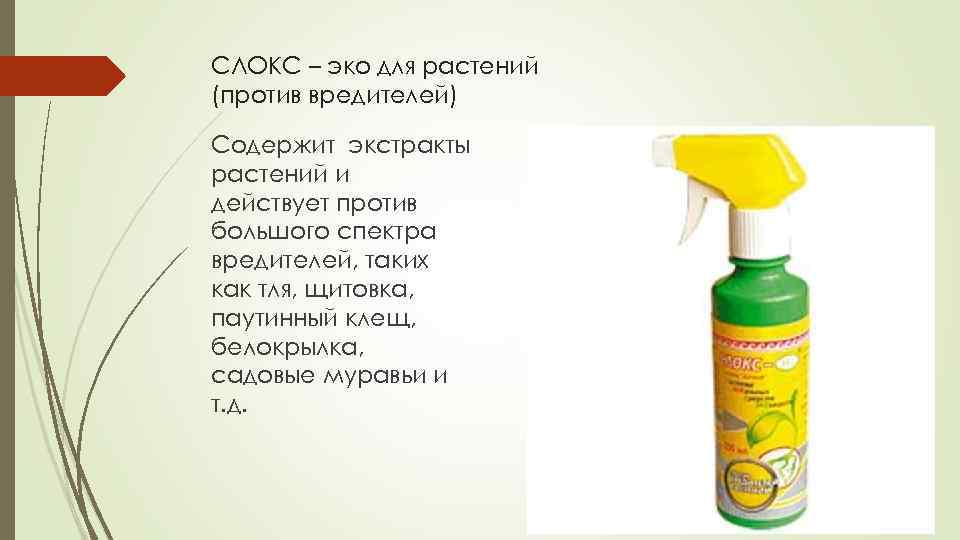 СЛОКС – эко для растений (против вредителей) Содержит экстракты растений и действует против большого