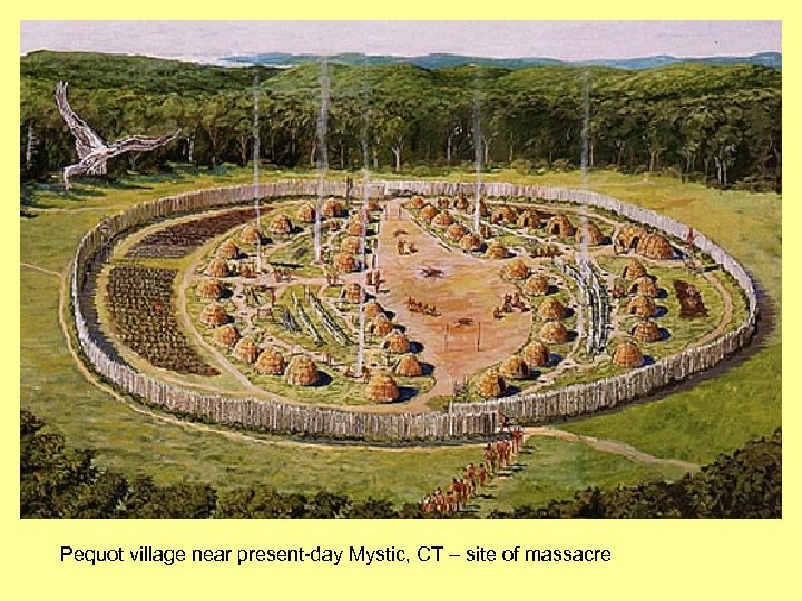 Pequot village near present-day Mystic, CT – site of massacre 
