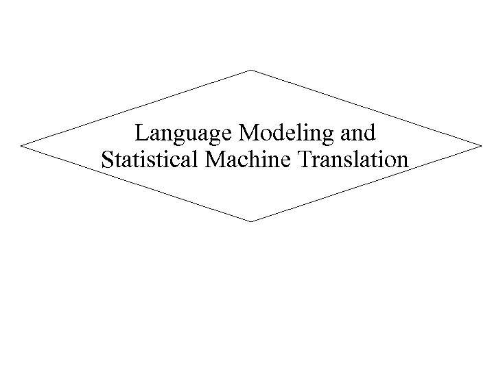Language Modeling and Statistical Machine Translation 