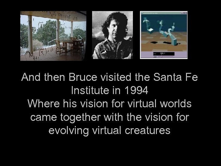 And then Bruce visited the Santa Fe Institute in 1994 Where his vision for